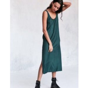 Dark Green Midi Dress with Slits